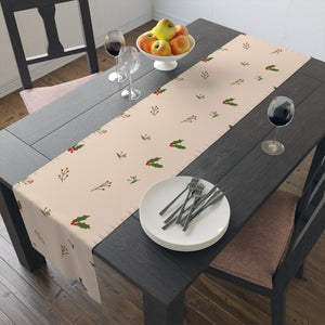Beige Holiday Table Runner - Holly