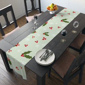 Holiday Table Runner - Holly & Snowflakes