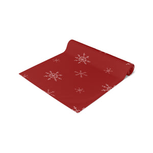 Red Holiday Table Runner - Snowflakes