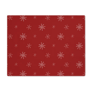 Red Holiday Table Placemat - Snowflakes