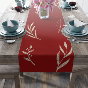 Red Holiday Table Runner - White Garland