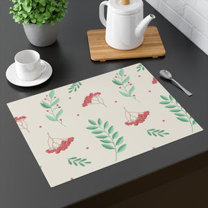 Holiday Table Placemat - Red & Green Hollys