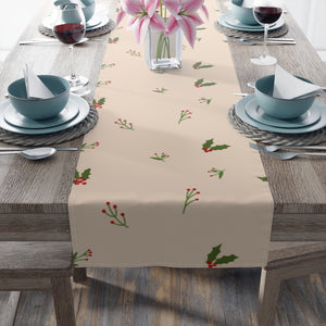 Beige Holiday Table Runner - Holly