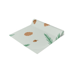 Green Holiday Table Runner - Pinecones
