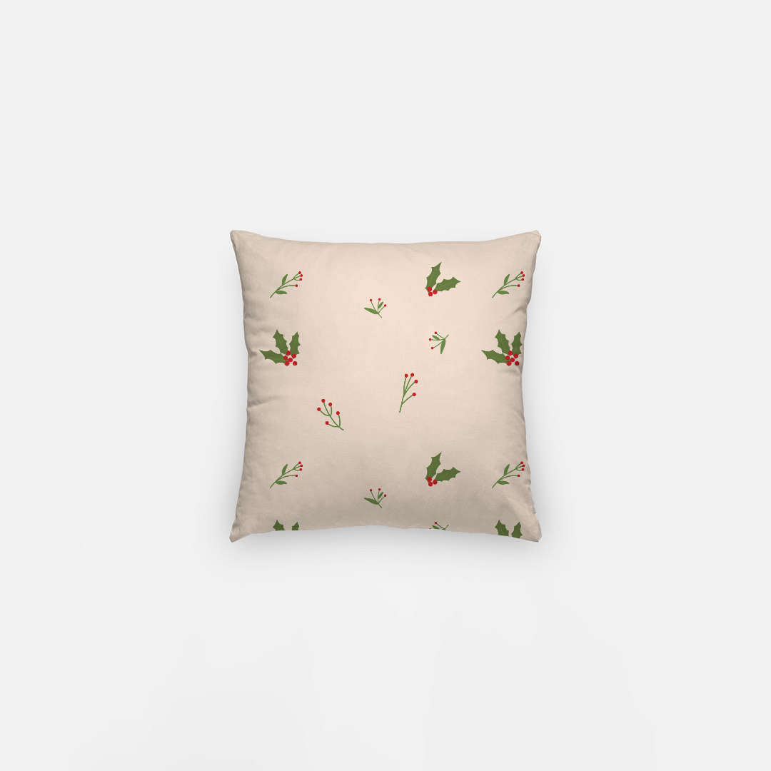Beige Holiday Polyester Pillowcase - Holly