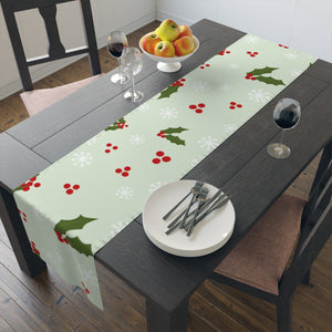 Holiday Table Runner - Holly & Snowflakes