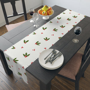 Holiday Table Runner - Red & Green Holly