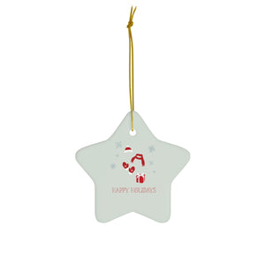 Ceramic Holiday Ornament - Red Happy Holidays
