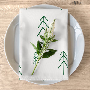 White Holiday Napkins - Evergreens