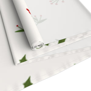White Holiday Table Runner - Holly