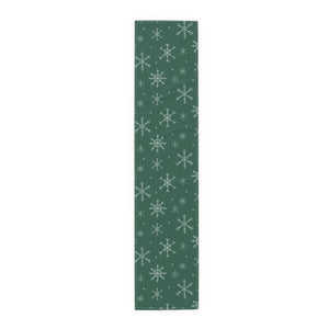 Green Holiday Table Runner - Snowflakes