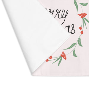 Holiday Table Placemat - Colorful Merry Christmas Wreath