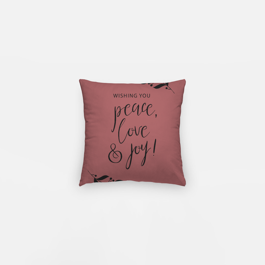 10x10 Holiday Polyester Pillowcase - Peace, Love & Joy