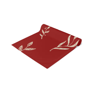 Red Holiday Table Runner - White Garland