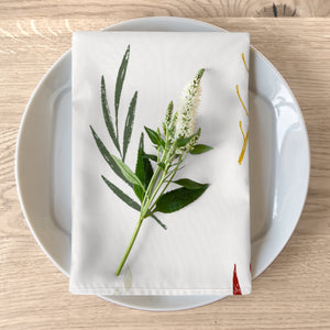 White Holiday Napkins - Colorful Garland