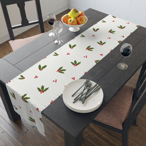 Holiday Table Runner - Red & Green Holly