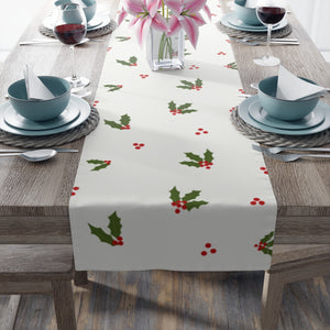 Holiday Table Runner - Red & Green Holly