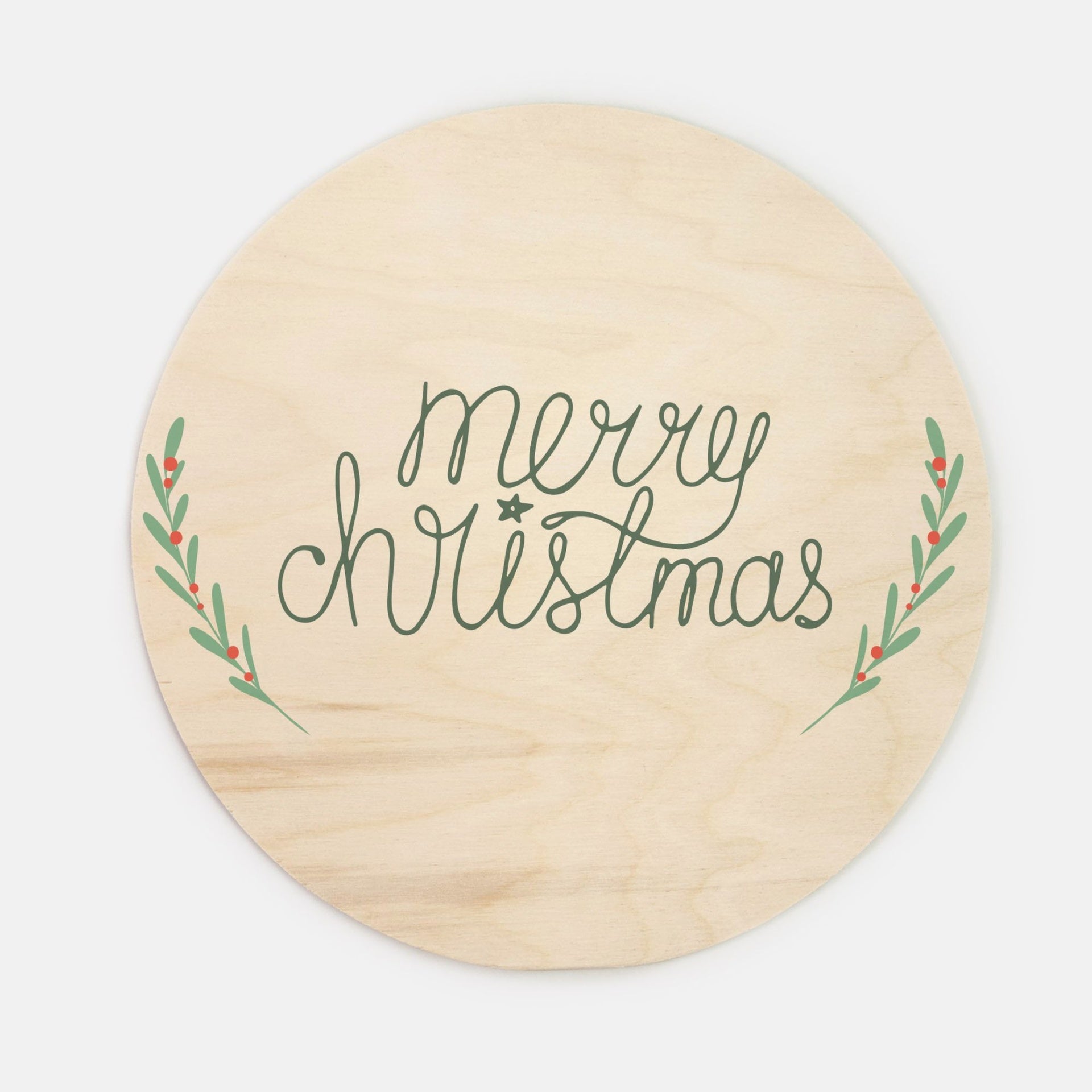 10" Round Wood Sign - Merry Christmas