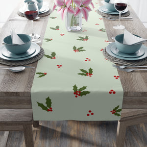 Green Holiday Table Runner - Holly