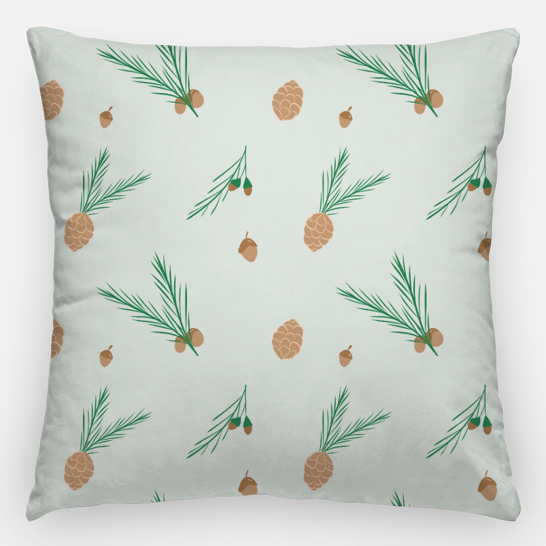 24x24 Holiday Polyester Pillowcase - Pinecones & Acorns