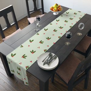Green Holiday Table Runner - Holly