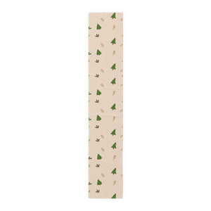 Beige Holiday Table Runner - Holly & Evergreen Trees