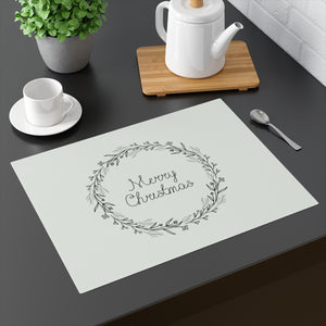 Holiday Table Placemat - Black Merry Christmas Wreath