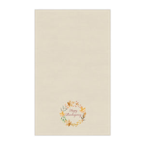 Ecru Kitchen Towel - Watercolor Wreath - Happy Thanksgiving