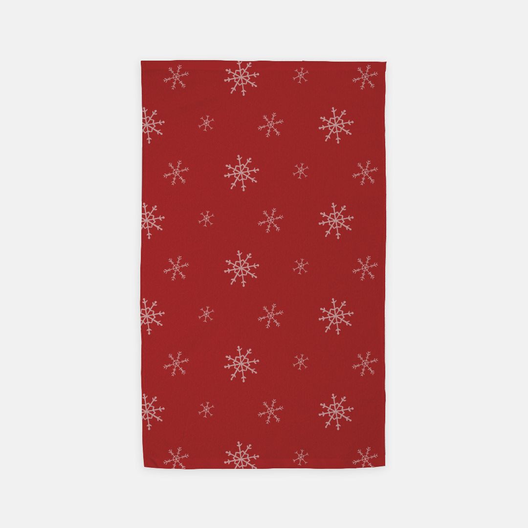 Red Holiday Hand Towel - Snowflakes