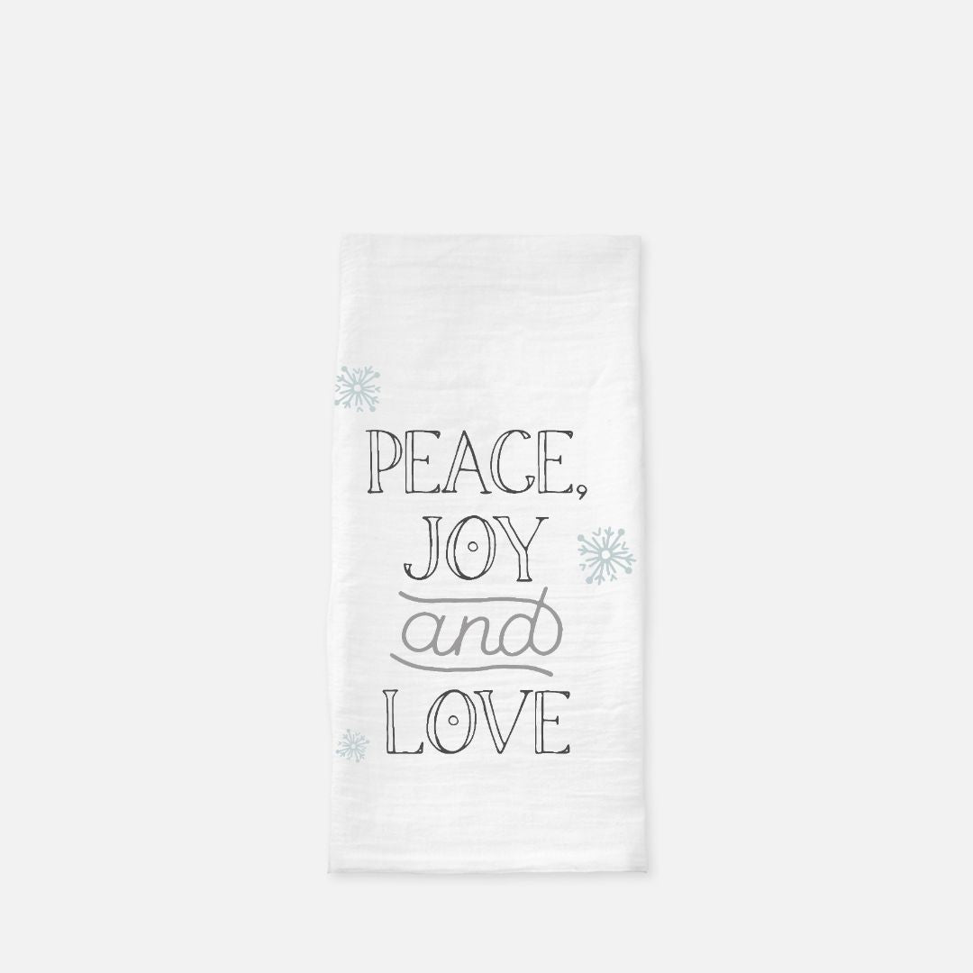 Holiday Tea Towel - Peace, Joy & Love