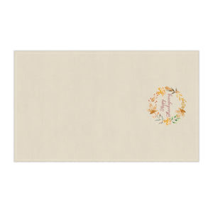 Ecru Kitchen Towel - Watercolor Wreath - Happy Thanksgiving