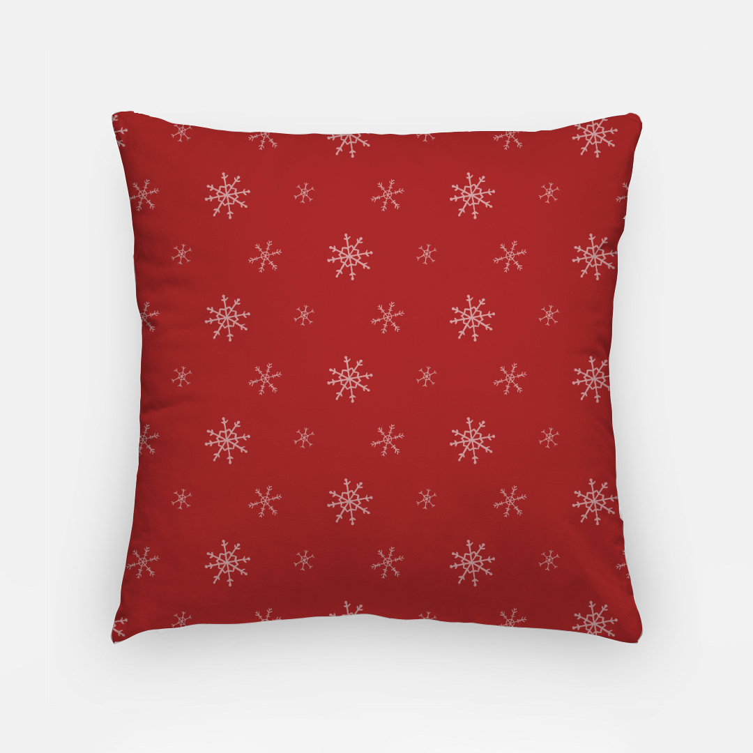 18x18 Red Holiday Polyester Pillowcase - Snowflakes