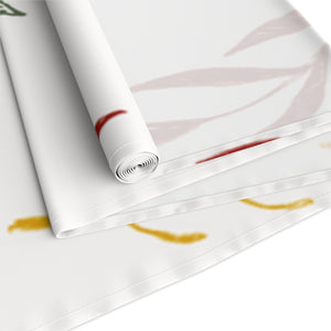 White Holiday Table Runner - Colorful Garland