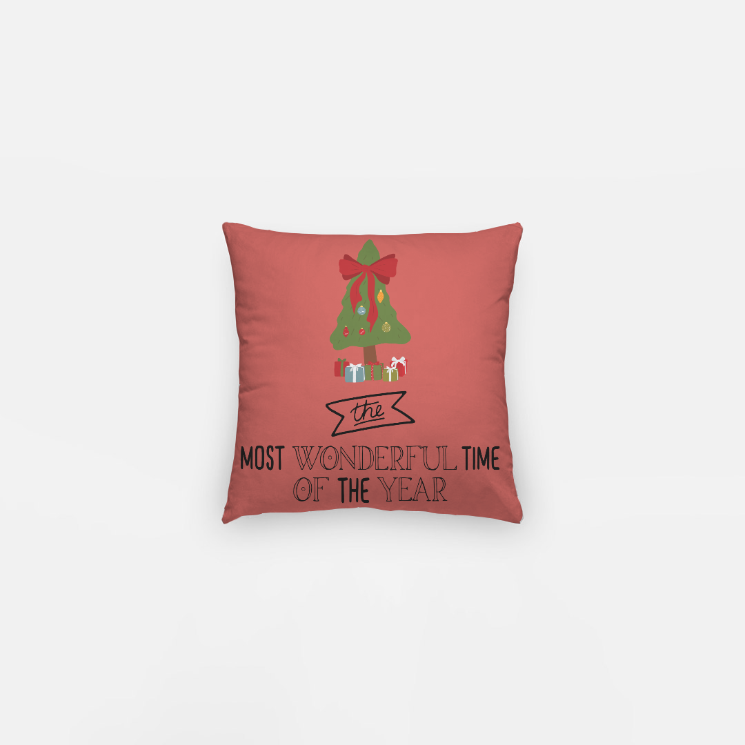 10"x10" Holiday Polyester Pillowcase - Most Wonderful Time