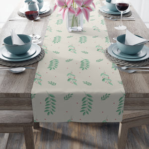 White Holiday Table Runner - Small/Large Evergreens