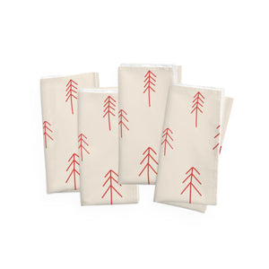 Holiday Napkins - Red Evergreens