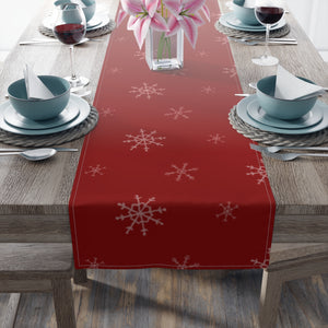 Red Holiday Table Runner - Snowflakes