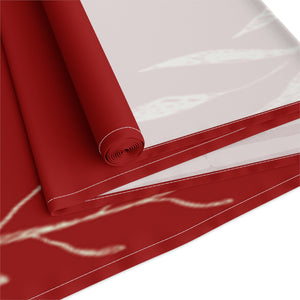 Red Holiday Table Runner - White Garland