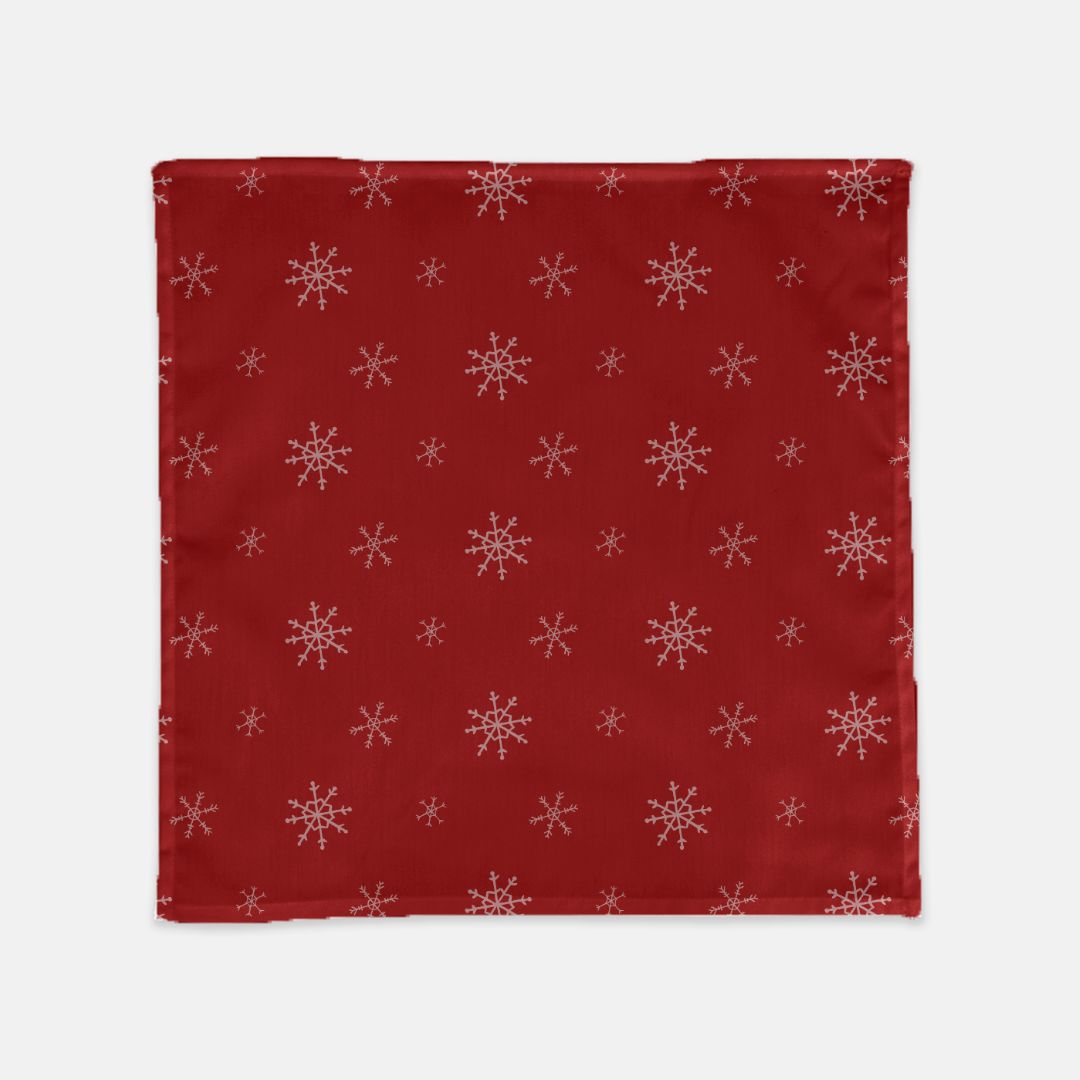 Red Holiday Cloth Napkins - Snowflakes