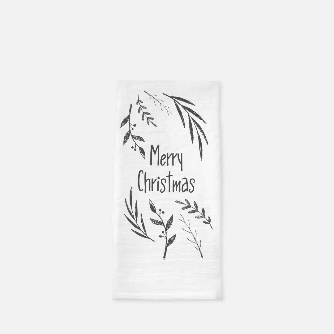 Holiday Tea Towel - Merry Christmas Garland