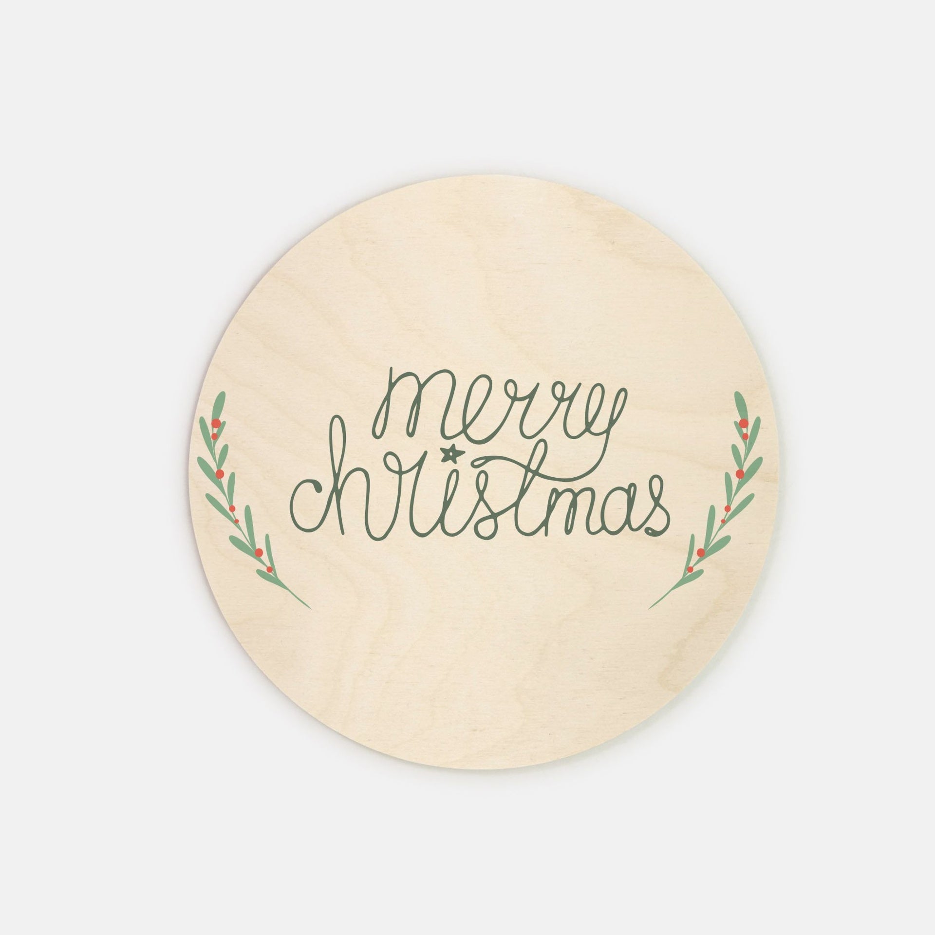 8" Round Wood Sign - Merry Christmas