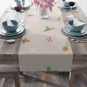 Holiday Table Runner - Holly & Pinecones