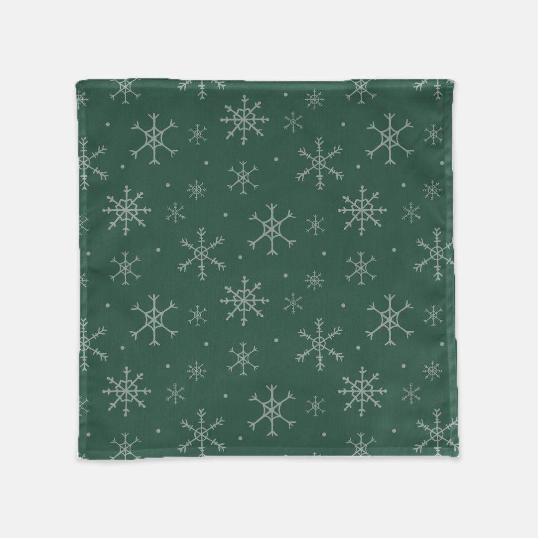 Green Holiday Cloth Napkins - Snowflakes