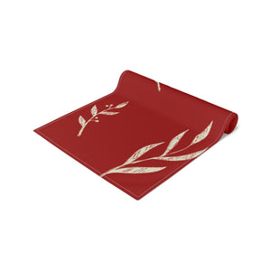 Red Holiday Table Runner - White Garland