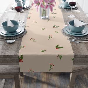 Beige Holiday Table Runner - Holly