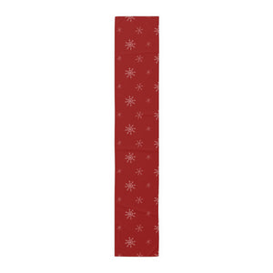 Red Holiday Table Runner - Snowflakes