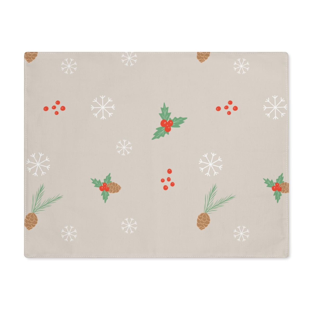 Holiday Table Placemat - Pinecones & Snowflakes