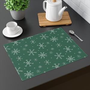 Green Holiday Table Placemat - Snowflakes