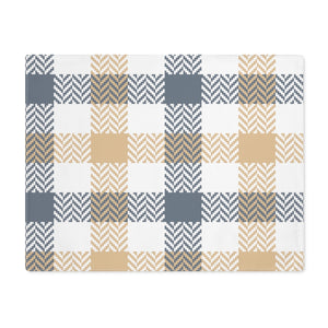 Lifestyle Details - Autumn Plaid Table Placemat - Blue & Cream - Front View