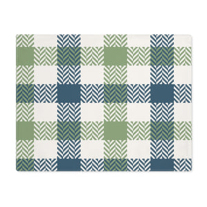 Lifestyle Details - Autumn Plaid Table Placemat - Blue & Green - Front View